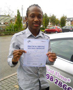 Zoolani, Manchester, pass his driving test first time with uncle joe's driving school